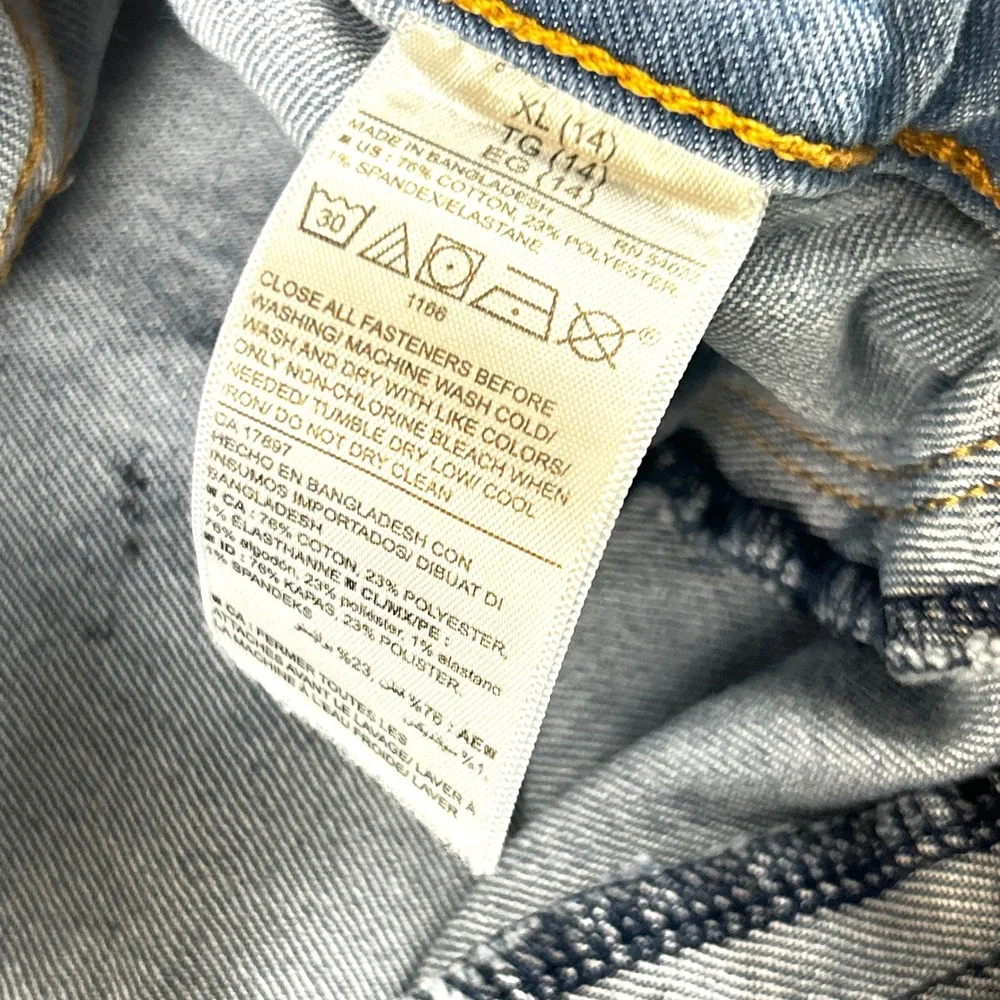 Old Navy Kids Skinny Jeans Medium‎ Wash Blue Adjustable Waist Size XL 14